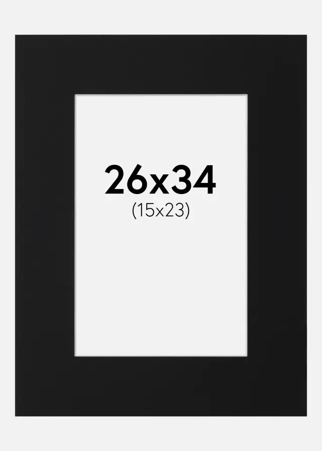 Passepartout Svart Standard (Vit Kärna) 26x34 cm (15x23)