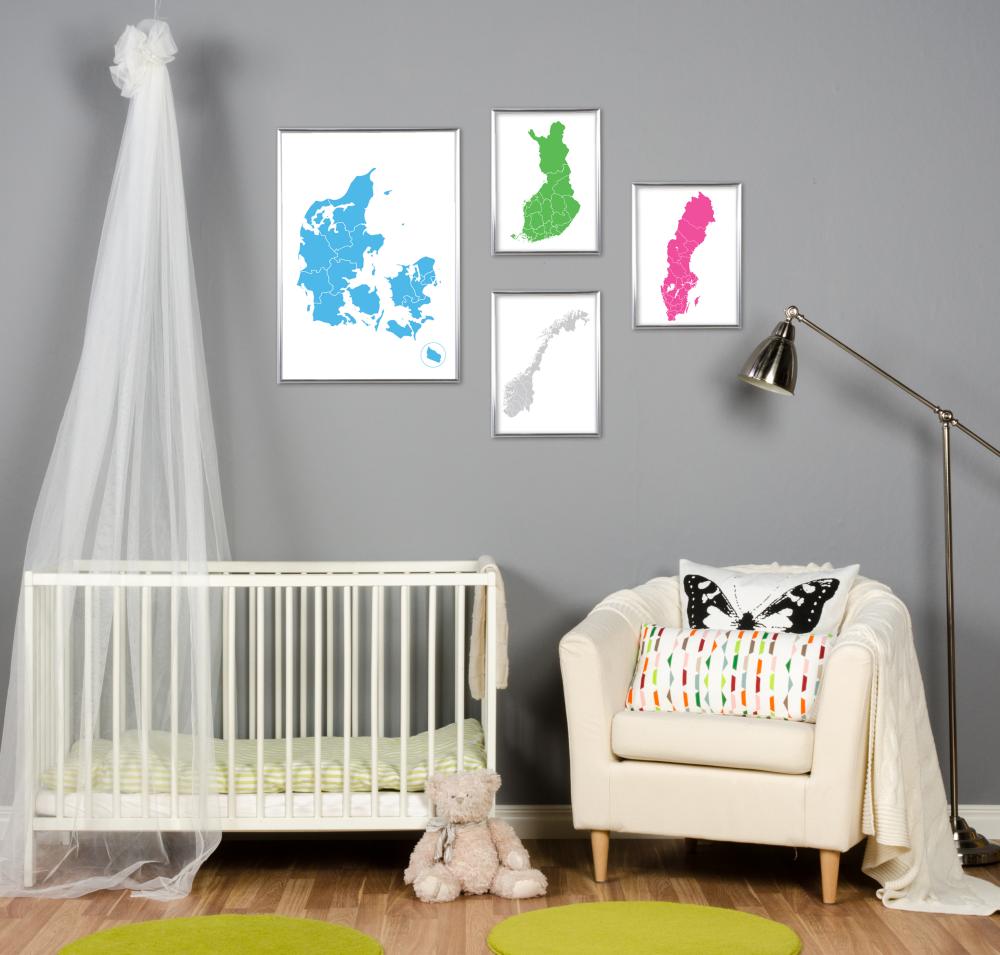 Sverigekarta Rosa Poster