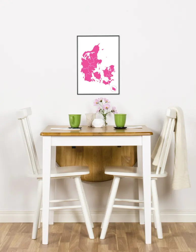 Karta - Danmark - Rosa Poster