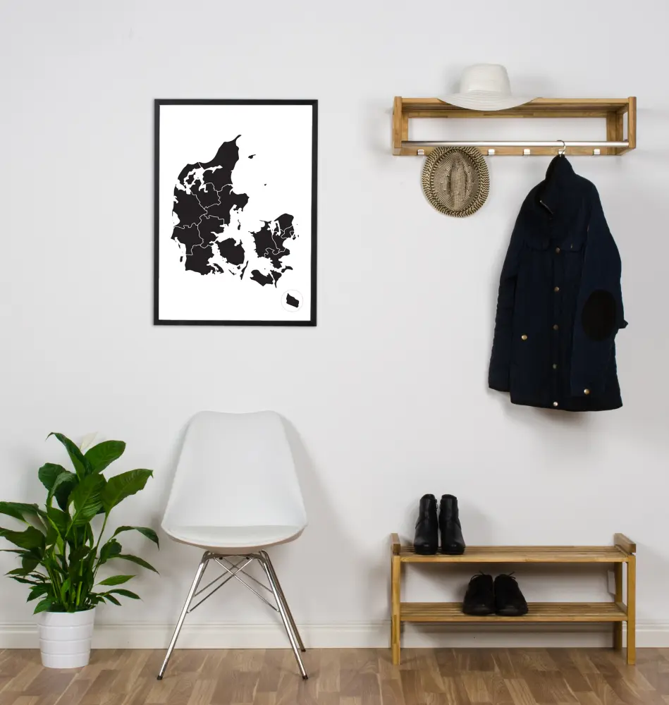 Karta - Danmark - Svart Poster