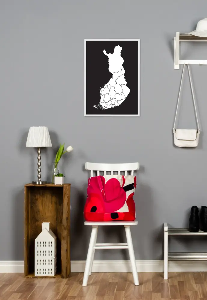 Karta - Finland - Vit Poster