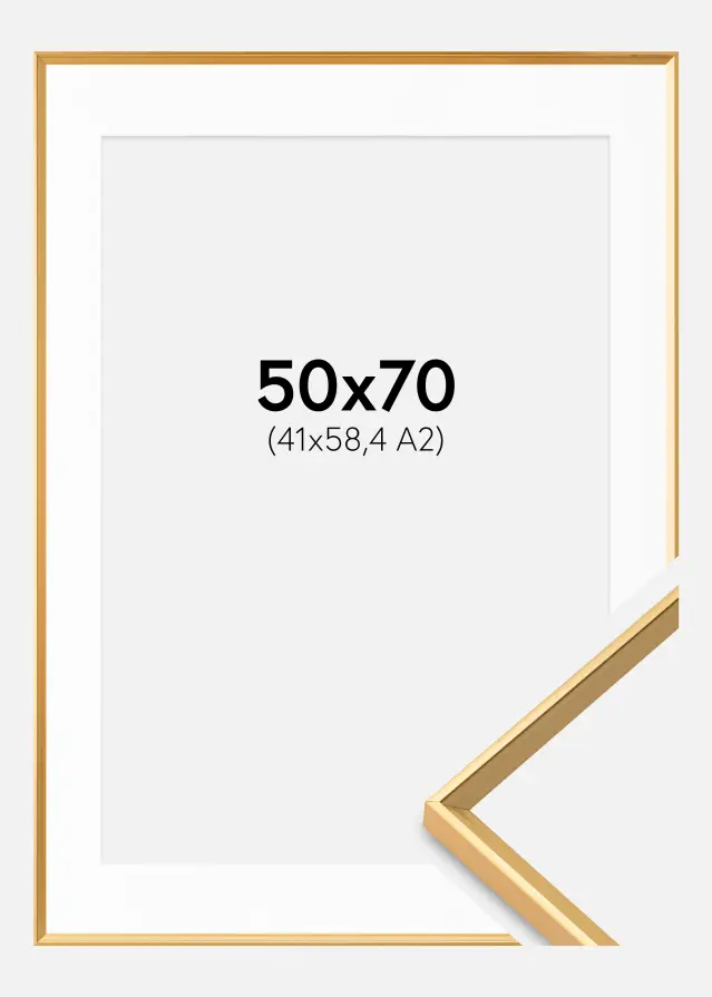 Ram Desire Guld 50x70 cm - Passepartout Vit 42x59,4 cm (A2)