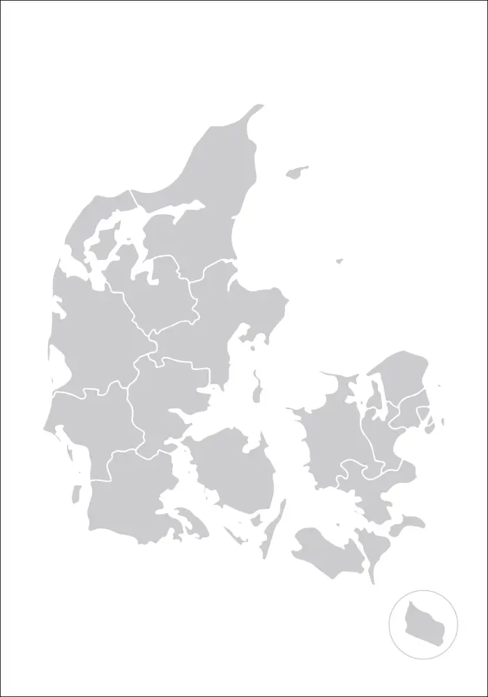 Karta - Danmark - Grå Poster