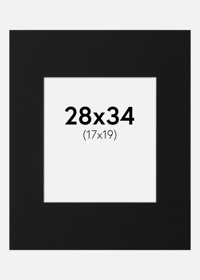 Passepartout Svart Standard (Vit Kärna) 28x34 cm (17x19)