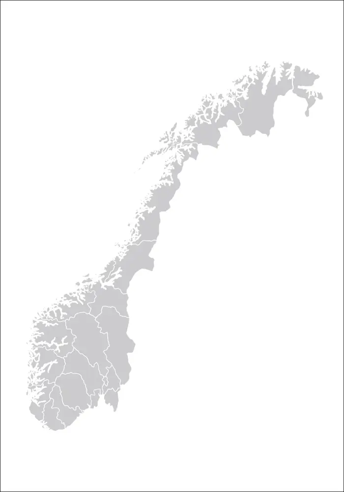 Karta - Norge - Grå Poster