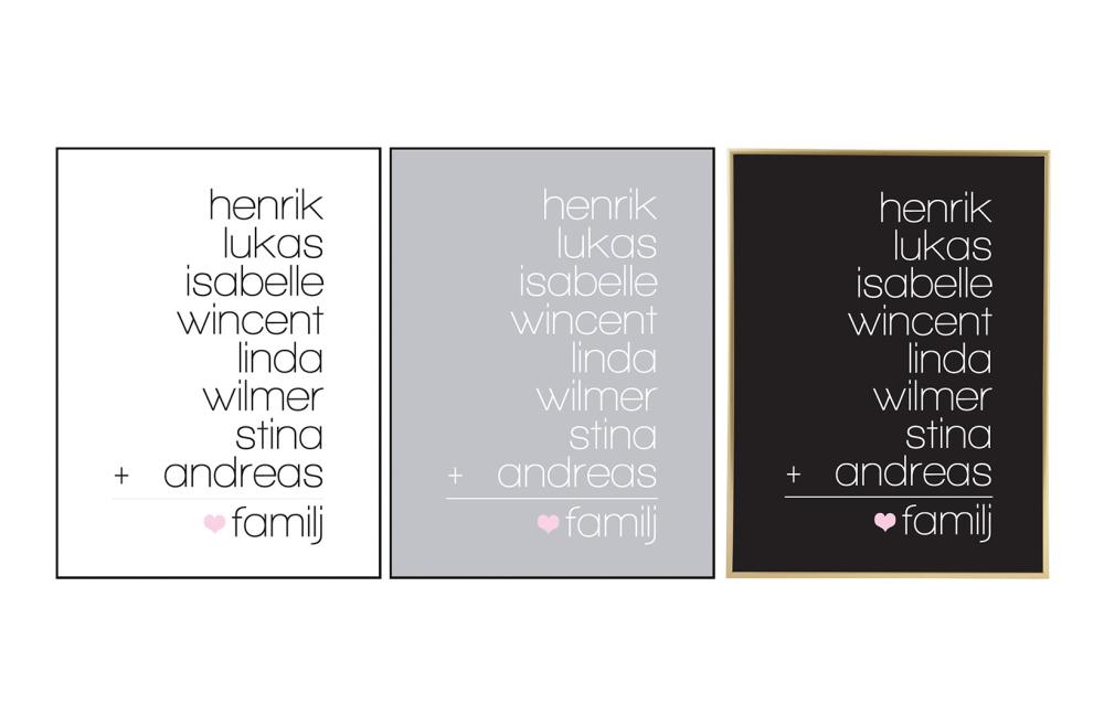 Familjeekvation Svart - 8 namn