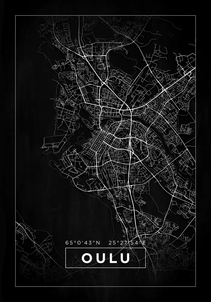 Karta - Oulu - Svart Poster