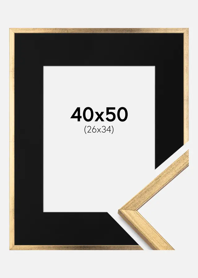 Ram Galant Guld 40x50 cm - Passepartout Svart 27x35 cm