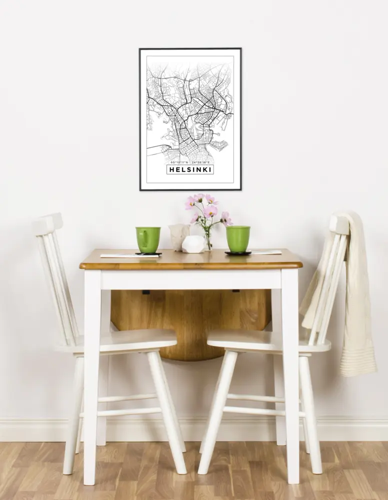 Karta - Helsinki - Vit Poster