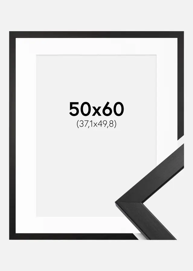 Ram Stilren Svart 50x60 cm - Passepartout Vit 15x20 inches