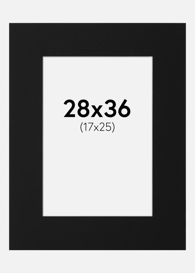 Passepartout Svart Standard (Vit Kärna) 28x36 cm (17x25)
