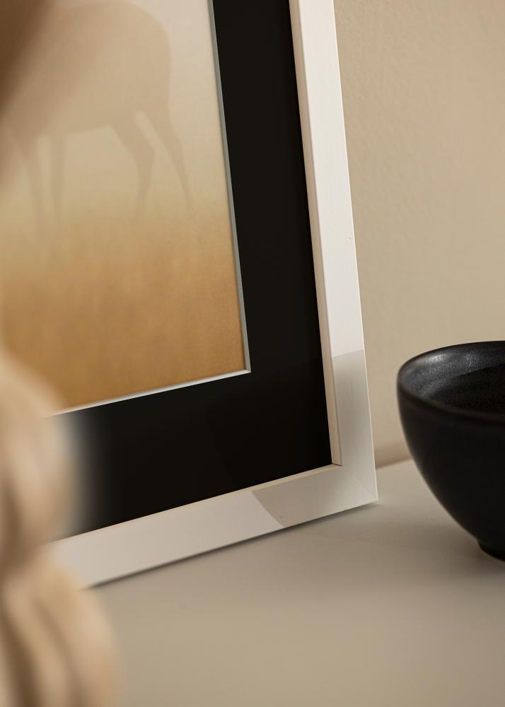 Ram White Wood 70x90 cm - Passepartout Svart 24x30 inches