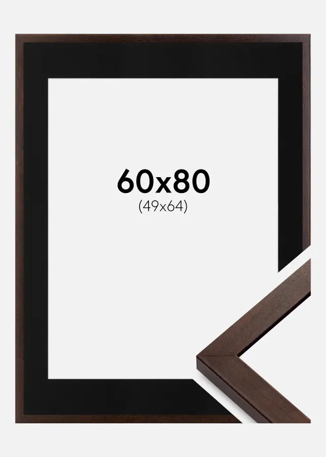 Ram Selection Valnöt 60x80 cm - Passepartout Svart 50x65 cm