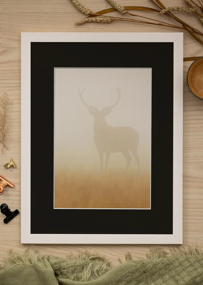 Ram Stilren Vit 30x40 cm - Passepartout Svart 21x29,7 cm (A4)