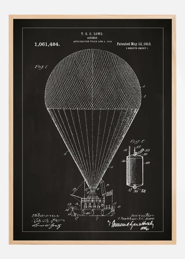 Patentritning - Luftskepp - Svart Poster