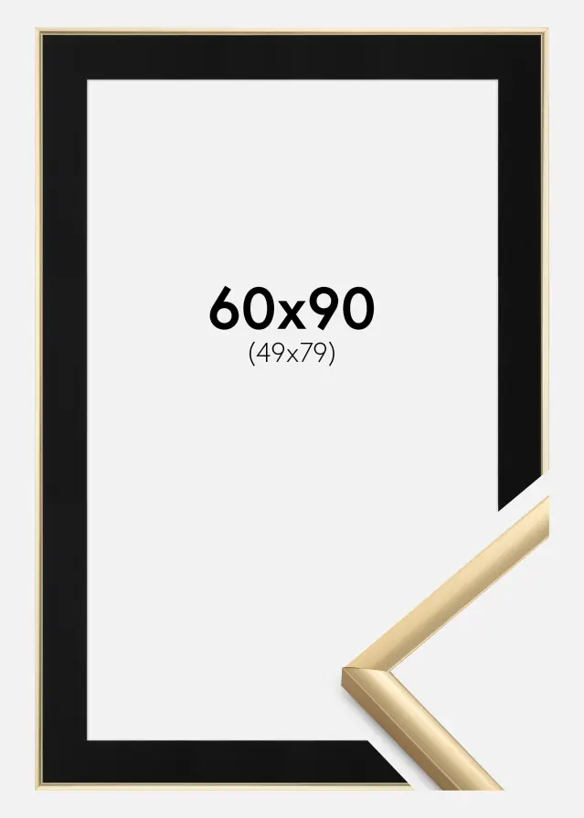 Ram New Lifestyle Guld 60x90 cm - Passepartout Svart 50x80 cm