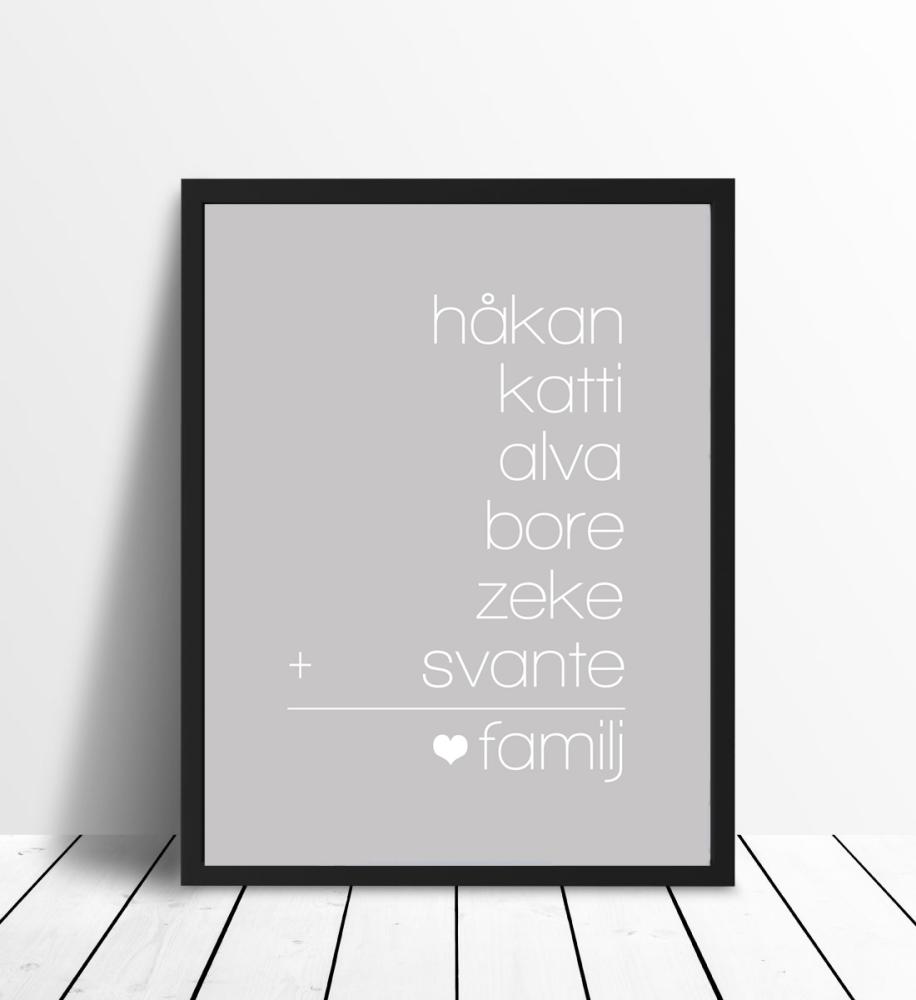 Familjeekvation Grå - 6 namn