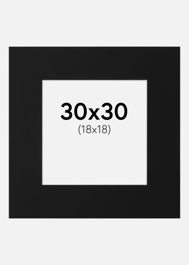Passepartout Svart Standard (Vit Kärna) 30x30 cm (18x18)