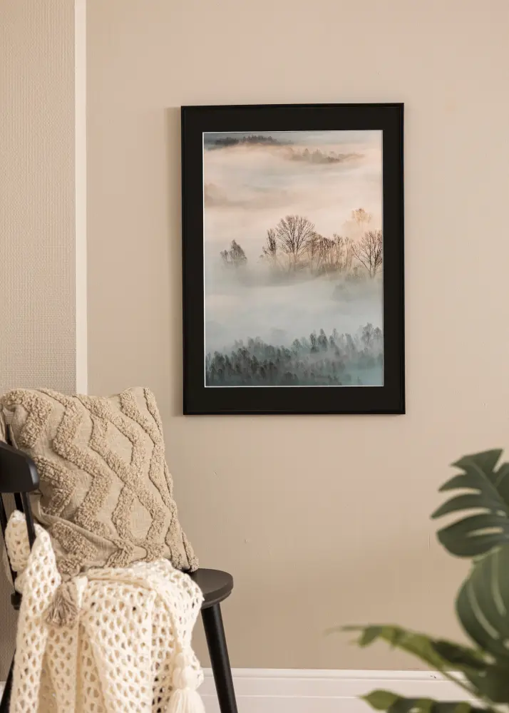 Ram New Lifestyle Matt Svart 30x40 cm - Passepartout Svart 21x29,7 cm (A4)