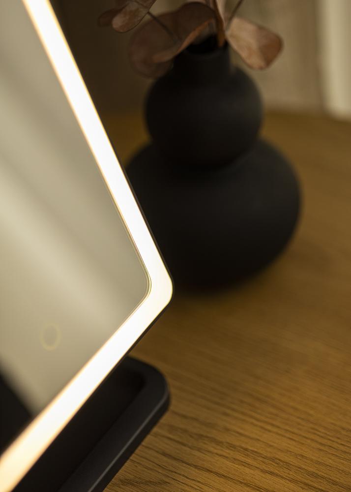 KAILA Sminkspegel LED Strip m. Bluetooth-högtalare Svart 18x30 cm