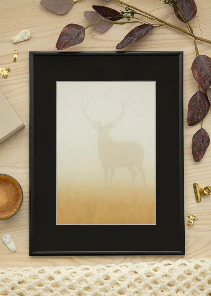 Ram New Lifestyle Matt Svart 30x40 cm - Passepartout Svart 21x29,7 cm (A4)