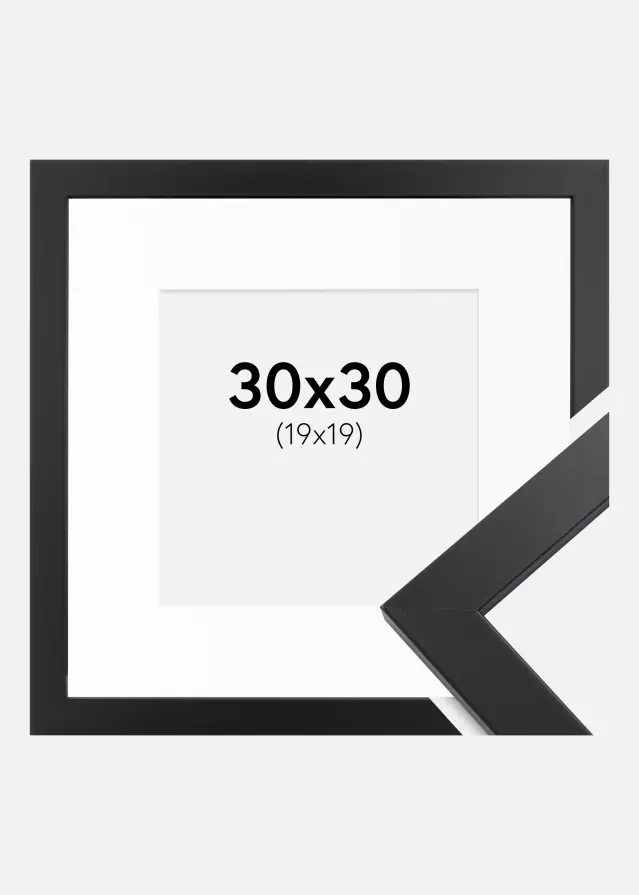 Ram Black Wood 30x30 cm - Passepartout Vit 20x20 cm