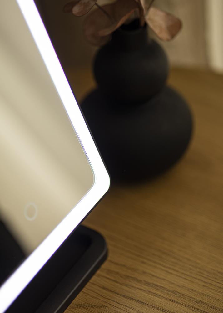 KAILA Sminkspegel LED Strip m. Bluetooth-högtalare Svart 18x30 cm