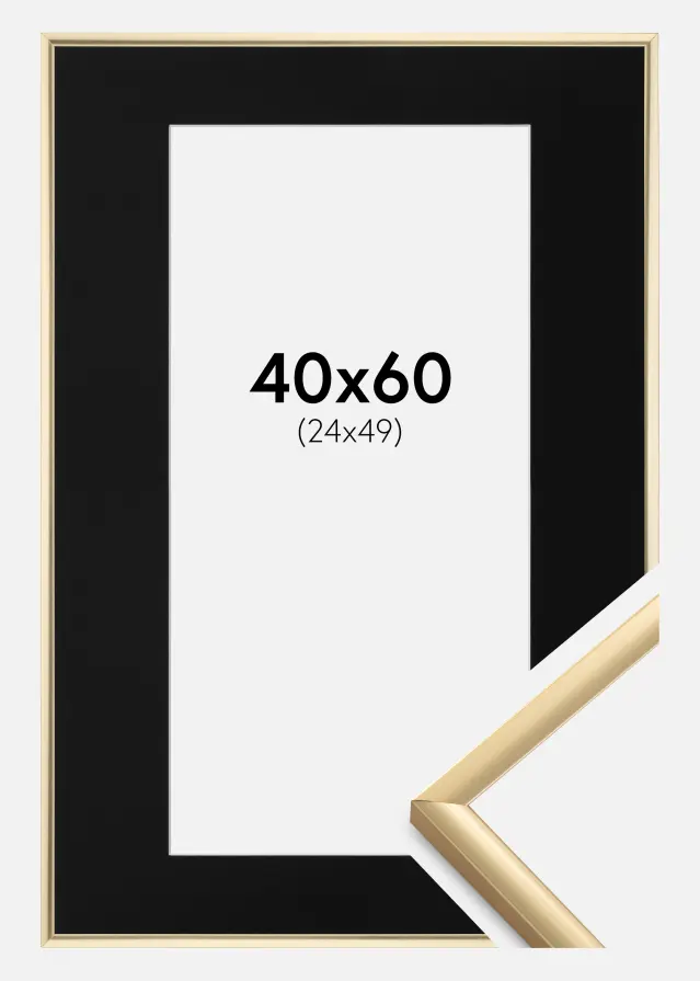Ram New Lifestyle Guld 40x60 cm - Passepartout Svart 25x50 cm