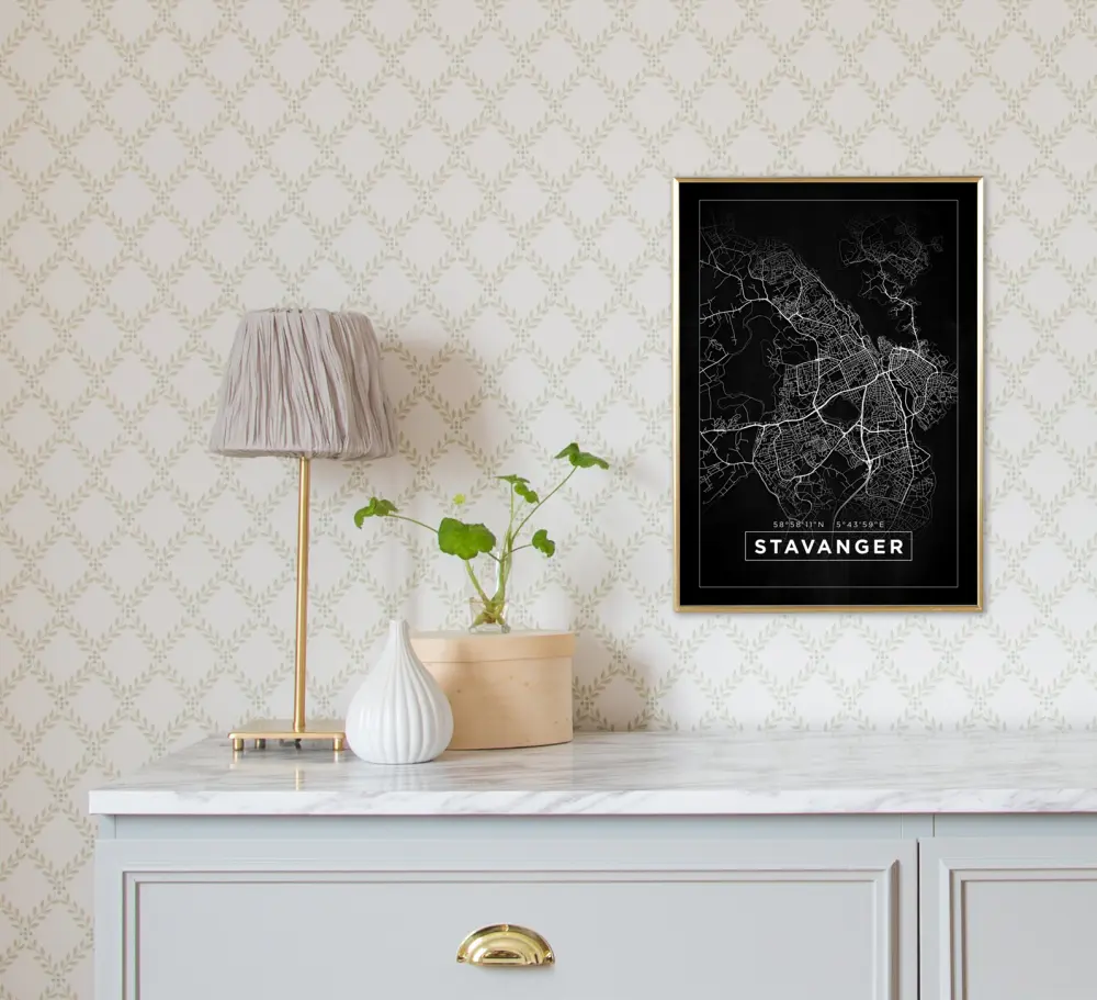 Karta - Stavanger - Svart Poster