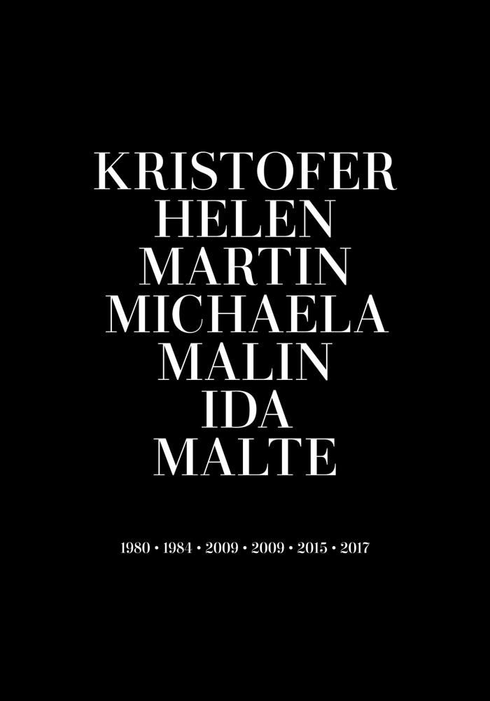 Familjetavla - 7 Namn & Födelseår - Svart