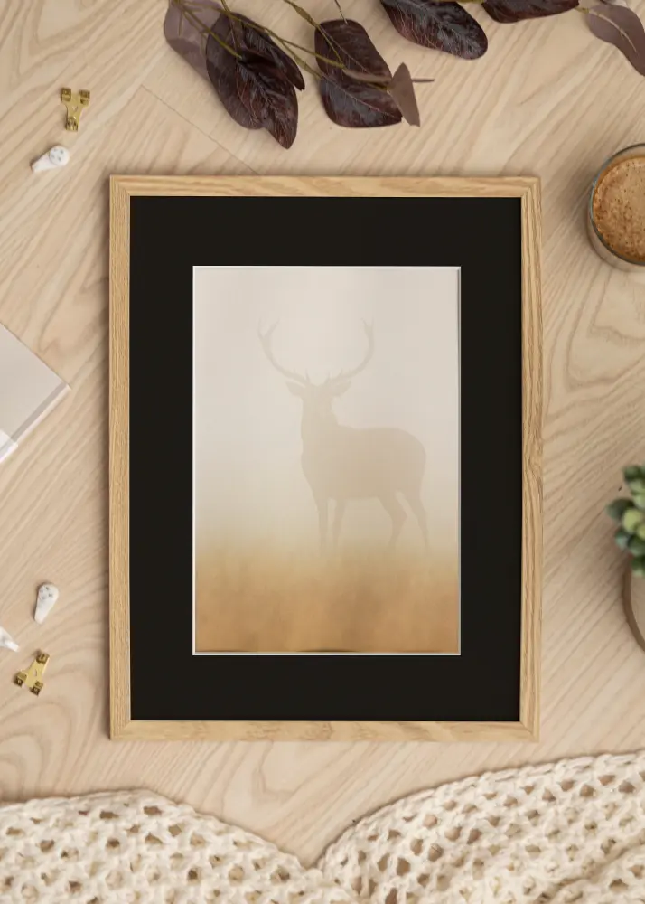 Ram Trendy Ek 30x40 cm - Passepartout Svart 21x29,7 cm (A4)