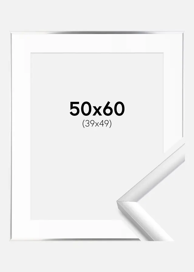 Ram New Lifestyle Silver 50x60 cm - Passepartout Vit 40x50 cm