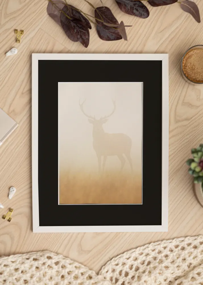 Ram Trendy Vit 42x59,4 cm (A2) - Passepartout Svart 25x38 cm