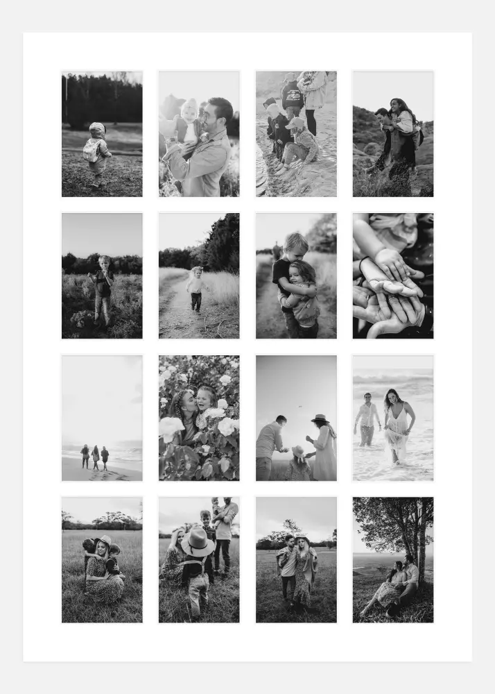 Passepartout Vit 50x70 cm - 16 Bilder collage