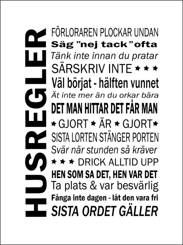 Husregler Tvärtemot Poster