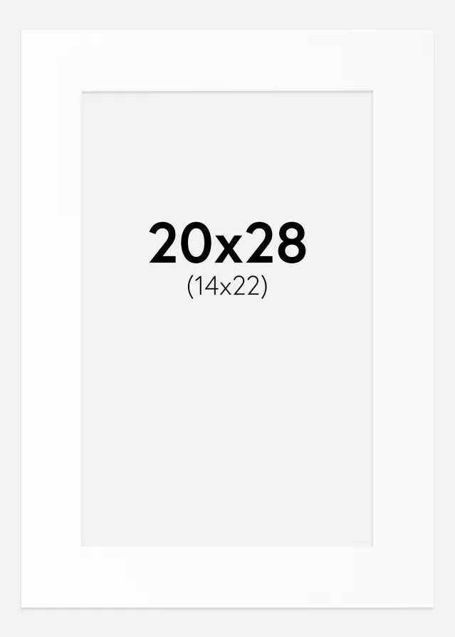 Passepartout Vit Standard (Vit kärna) 20x28 cm (14x22)