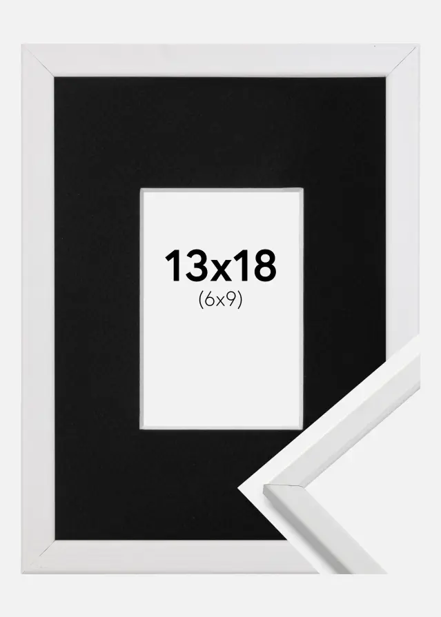 Ram Galant Vit 13x18 cm - Passepartout Svart 7x10 cm