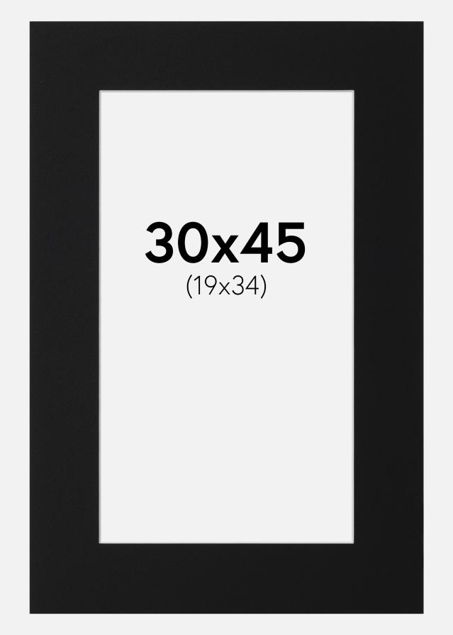 Passepartout Svart Standard (Vit Kärna) 30x45 cm (19x34)