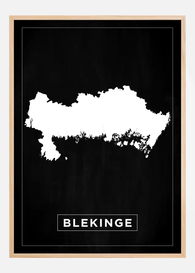 Karta - Blekinge - Svart Poster