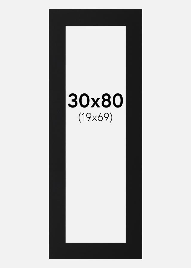 Passepartout Svart Standard (Vit Kärna) 30x80 cm (19x69)