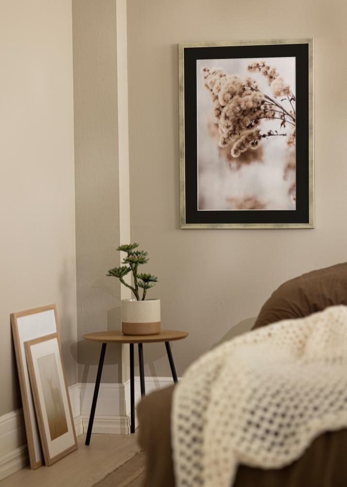 Ram Stilren Silver 30x40 cm - Passepartout Svart 21x29,7 cm (A4)