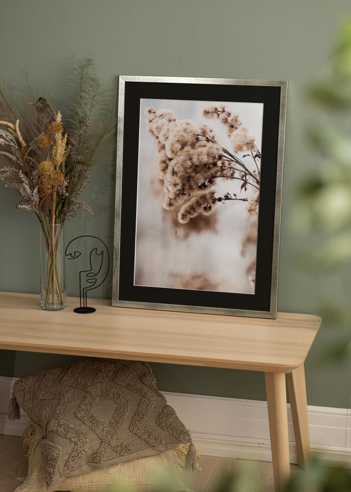 Ram Stilren Silver 30x40 cm - Passepartout Svart 21x29,7 cm (A4)