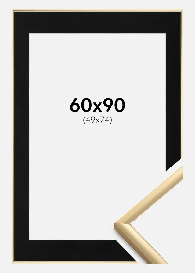 Ram New Lifestyle Guld 60x90 cm - Passepartout Svart 50x75 cm