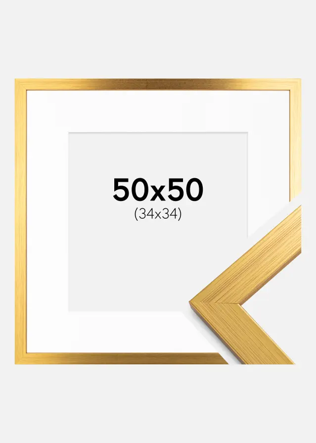Ram Gold Wood 50x50 cm - Passepartout Vit 35x35 cm