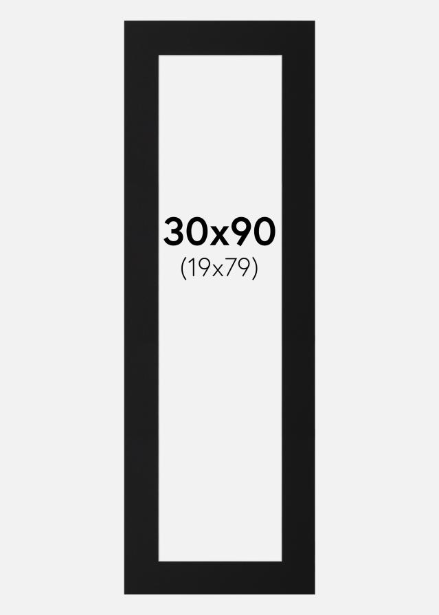 Passepartout Svart Standard (Vit Kärna) 30x90 cm (19x79)
