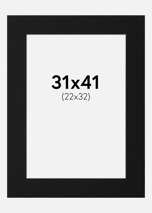 Passepartout Svart Standard (Vit Kärna) 31x41 cm (22x32)