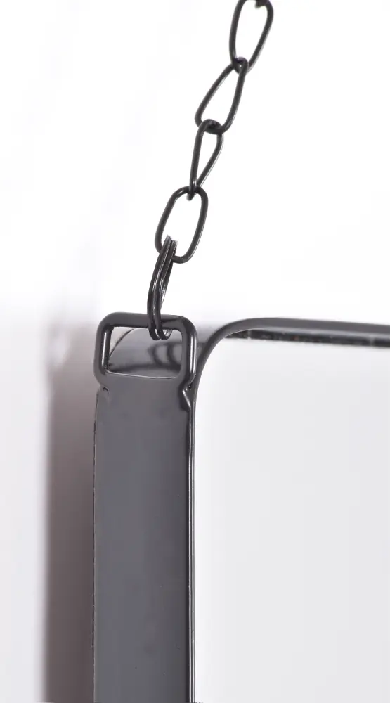 Spegel Kariba Black Rectangular With Metal Chain Hanger 30x37 cm