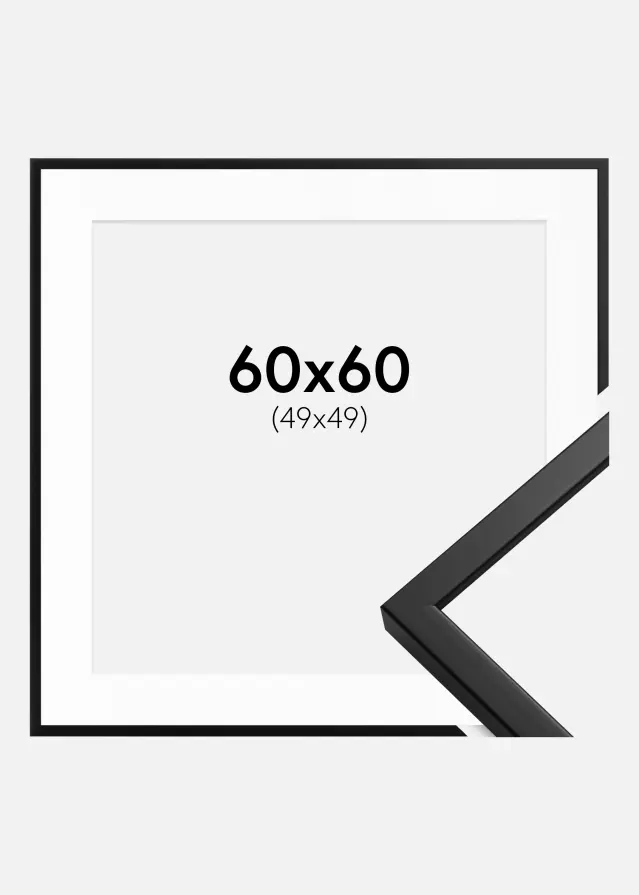 Ram Oslo Svart 60x60 cm - Passepartout Vit 50x50 cm