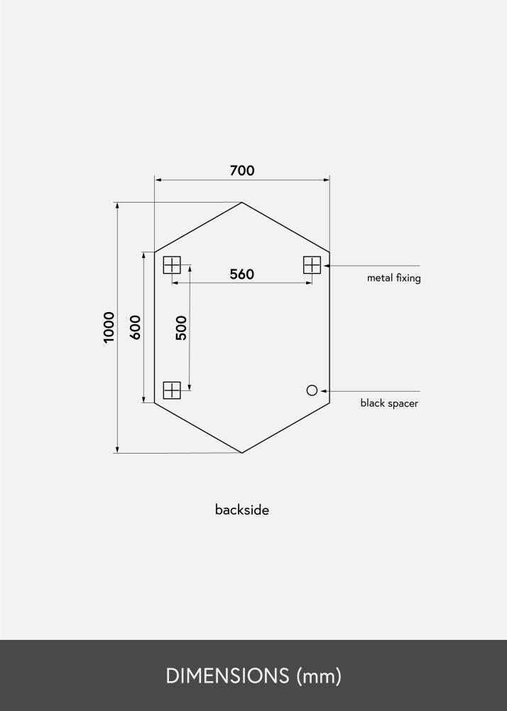 KAILA Spegel Tall Hexagon 70x100 cm