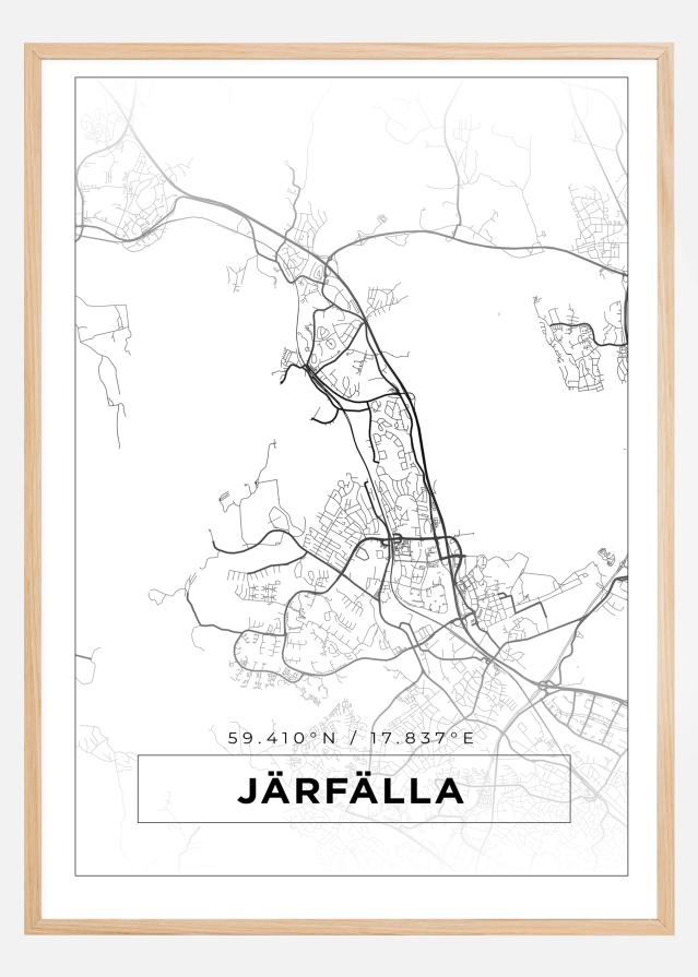 Karta - Järfälla - Vit Poster